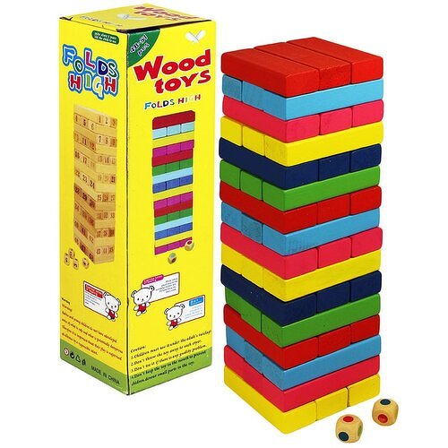 Wood Toys Drevená veža Jenga, farebná