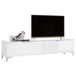 Sconto TV stolík BENTLEY biela matná/biele sklo, šírka 181 cm
