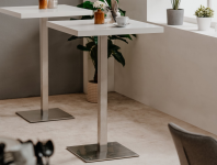 Barový stôl Quadrato 70x70 cm, biely/nerez