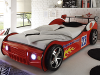 Detská posteľ Energy 90x200 cm, červená pretekárska postel s osvetlením