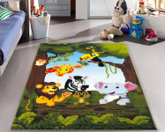Detský koberec Jungle 80x150 cm, motív zvieratká, zelený