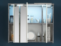 Kúpeľňová skrinka so zrkadlom a osvetlením Pool, šedý betón