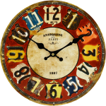 Nástenné hodiny 30 cm, barevné, vintage, MDF