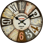 Nástenné hodiny Kensington Station 30 cm, vintage, MDF