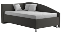 Rohová posteľ Andrew ľavá 110x200 cm, tmavo šedá látka
