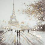 Ručne maľovaný obraz Paríž 100x100 cm, 3D štruktúra