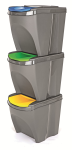 Súprava odpadkových košov (3 ks) Sortibox 25 l, šedá