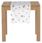 Vianočný behúň na stôl Červené vločky, biely, 150x40 cm