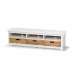 Biela TV komoda z borovicového dreva s 3 zásuvkami loomi.design Ibiza