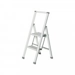 Biele skladacie schodíky Wenko Ladder Alu, 74 cm