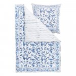 Bielo-modré obliečky na jednolôžko z bavlneného saténu Westwing Collection Ryle, 135 x 200 cm
