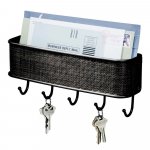 Biely nástenný držiak InterDesign Mail and Key Rack, dĺžka 26,5 cm