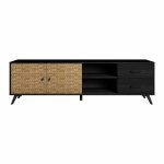Čierny TV stolík v dekore exotického dreva 136x53 cm Hanoi - Marckeric
