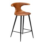 Koňakovohnedá kožená barová stolička DAN–FORM Denmark, výška 90 cm