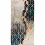 Modrý/krémový prateľný koberec 80x150 cm - Vitaus