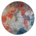 Modrý/oranžový umývateľný okrúhly koberec ø 80 cm – Vitaus