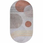 Oranžový/krémovobiely umývateľný koberec 60x100 cm Oval – Vitaus