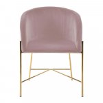 Pastelovoružová stolička s nohami v zlatej farbe Interstil Nelson