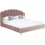 Ružová čalúnená posteľ so zamatovým povrchom Westwing Collection Glamour, 180 x 200 cm