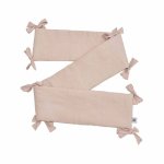 Ružový detský ľanový ochranný mantinel do postieľky BELLAMY Dusty Pink, 23,5 × 198 cm