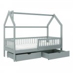 Sivá domčeková detská posteľ s úložným priestorom 70x160 cm Oskar - Lano Meble