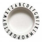 Sivý detský hlboký tanier Design Letters Eat & Learn, 15,5 cm