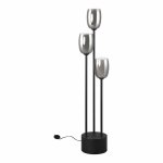 Stojacia lampa so skleneným tienidlom v čierno-striebornej farbe (výška 140 cm) Barret – Trio Select