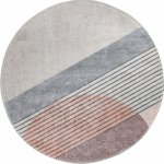 Svetloružový/svetlosivý umývateľný okrúhly koberec ø 80 cm Yuvarlak – Vitaus
