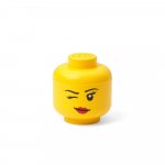 Žltá úložná škatuľa v tvare hlavy LEGO® whinky, 10,5 x 10,6 x 12 cm