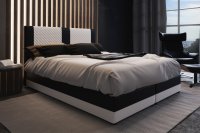 Futura PEDRO čalúnená posteľ 160 biela/čierna