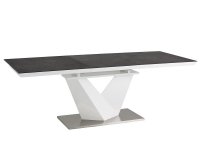 NajlacnejsiNabytok ALARAS II jedálenský stôl 85x140 cm, šedá/biely lesk