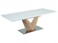 NajlacnejsiNabytok ALARAS jedálenský stôl 90x160 cm, dub sonoma/biely lesk