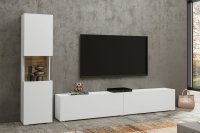NajlacnejsiNabytok AVA 09 moderný set skrinka + tv stolík biela/ dub wotan