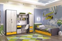 NajlacnejsiNabytok DISNEY detská izba, biely craft / grafit / žltá