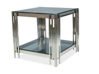 NajlacnejsiNabytok FOSSIL B konferenčný stolík 55x55 cm, chróm/dymové sklo