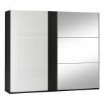 NajlacnejsiNabytok TUNIS 250 skriňa s posuvnými dverami, čierna/biely lesk