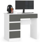  Písací stôl A-7 90 cm ľavý - bielo-grafitovo sivý