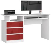  Písací stôl CLP 135 cm biely/červený akryl vysoký lesk