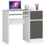 Písací stôl PIKSEL 90 cm pravý - bielo-grafitovo sivý