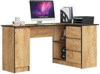  Rohový písací stôl B20 155 cm pravý - Dub Craft - 3 zásuvky