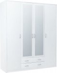VIKA 4D 4-dverová skriňa so zrkadlom, biela