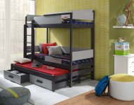 ArtBed Detská poschodová posteľ s prístelkou QUATRO Prevedenie: Morenie - Akryl