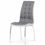 AUTRONIC DCL-420 GREY2 jedálenská stolička, látka sivá / koženka biela, chróm