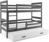 BMS Detská poschodová posteľ ERYK 3 s prístelkou | sivá Farba: Sivá / biela, Rozmer.: 190 x 80 cm