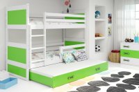 BMS Detská poschodová posteľ s prístelkou RICO 3 | biela 80 x 160 cm Farba: biela /zelená
