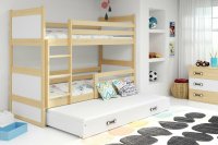 BMS Detská poschodová posteľ s prístelkou RICO 3| borovica 80 x 190 cm Farba: Biela