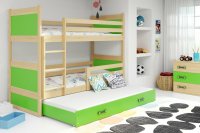 BMS Detská poschodová posteľ s prístelkou RICO 3| borovica 80 x 190 cm Farba: Zelená