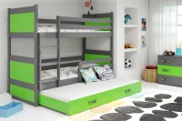 BMS Detská poschodová posteľ s prístelkou RICO 3 | sivá 80 x 190 cm Farba: Zelená