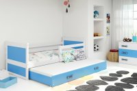 BMS Detská posteľ s prístelkou RICO 2 | biela 90 x 200 cm Farba: Modrá