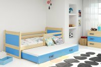 BMS Detská posteľ s prístelkou RICO 2 | borovica 90 x 200 cm Farba: Modrá